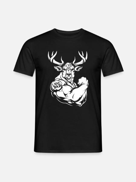 Cerf biceps tatouage j’aime papa - T-shirt homme - noir