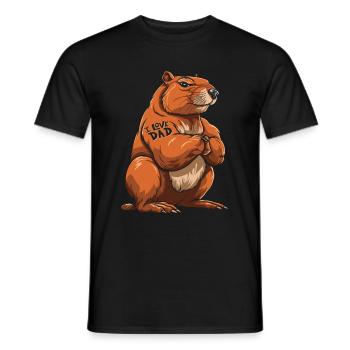 Capybara Wasserschwein J’aime papa - T-shirt homme - noir - Devant - AI Model Male 178 light (178cm)