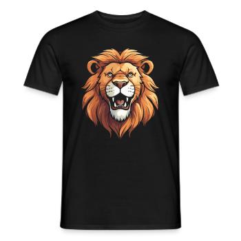 Lion souriant - T-shirt homme - noir - Devant - AI Model Male 178 light (178cm)