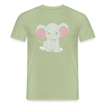 Éléphant souriant - T-shirt homme - vert sauge - Devant - AI Model Male 178 light (178cm)
