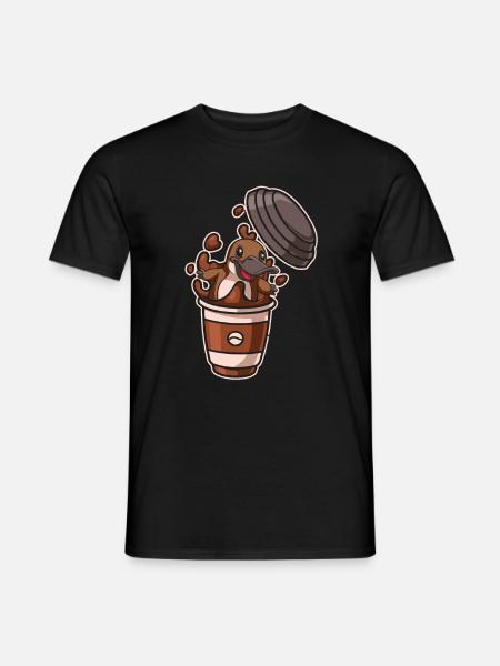 Kaffee Cafe Schnabeltier - Männer T-Shirt - Schwarz