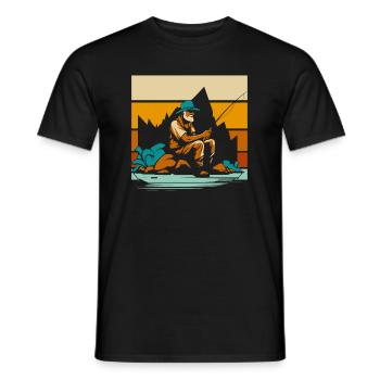 Angler Fishing - Men's T-Shirt - black - Front - AI Model Male 178 light (178cm)