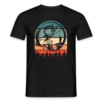 Pêche à la ligne - T-shirt homme - noir - Devant - AI Model Male 178 light (178cm)