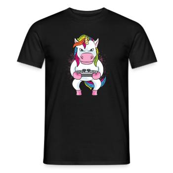 Gamer Gaming Gamer Unicorn - Männer T-Shirt - Schwarz - Vorne - AI Model Male 178 light (178cm)