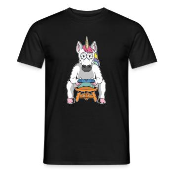 Gamer Gaming Gamer Unicorn - Männer T-Shirt - Schwarz - Vorne - AI Model Male 178 light (178cm)