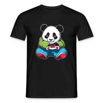 Gamer Gaming Gaming Panda Bear - Men's T-Shirt - black - Front - AI Model Male 178 light (178cm)