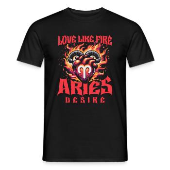 Aries Funny Fire Love - Men's T-Shirt - black - Front - AI Model Male 178 light (178cm)
