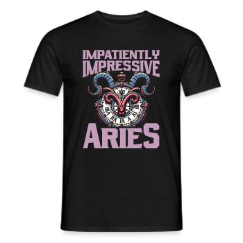 Aries Funny Time Clock - Men's T-Shirt - black - Front - AI Model Male 178 light (178cm)