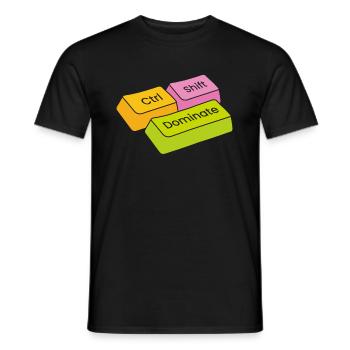 Gamer Gaming Keyboard Shortcuts Ctrl Alt Defeat - Men's T-Shirt - black - Front - AI Model Male 178 light (178cm)