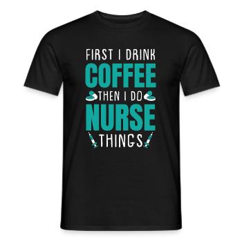 Caféine infirmière - T-shirt homme - noir - Devant - AI Model Male 178 light (178cm)
