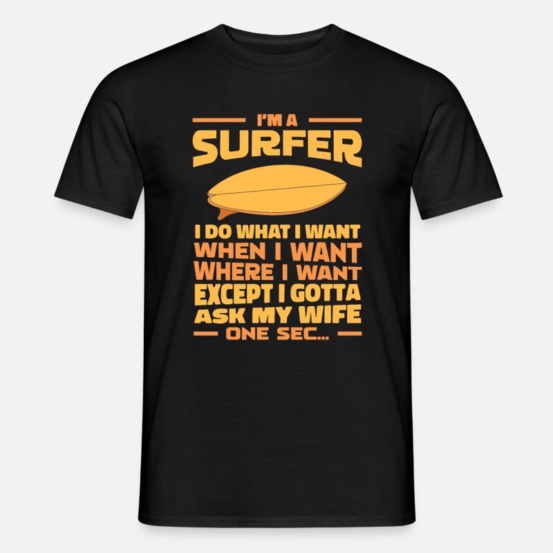 Surfer Surfen - Männer T-Shirt - Schwarz