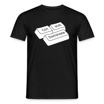 Gamer Gaming Keyboard Shortcuts Ctrl Alt Defeat - Men's T-Shirt - black - Front - AI Model Male 178 light (178cm)
