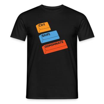 Gamer Gaming Keyboard Shortcuts Ctrl Alt Defeat - Men's T-Shirt - black - Front - AI Model Male 178 light (178cm)