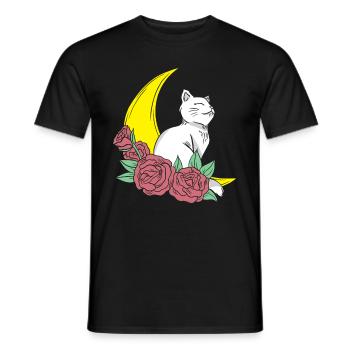 Mond Cottagecore Katze Moon Cat - Men's T-Shirt - black - Front - AI Model Male 178 light (178cm)