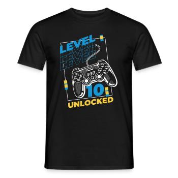 Gamer Gaming Level 10 Unlocked - Men's T-Shirt - black - Front - AI Model Male 178 light (178cm)