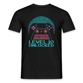 Gamer Gaming Level 10 Unlocked - Men's T-Shirt - black - Front - AI Model Male 178 light (178cm)