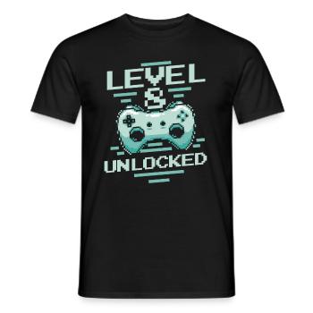 Gamer Gaming Level 8 Unlocked - Men's T-Shirt - black - Front - AI Model Male 178 light (178cm)