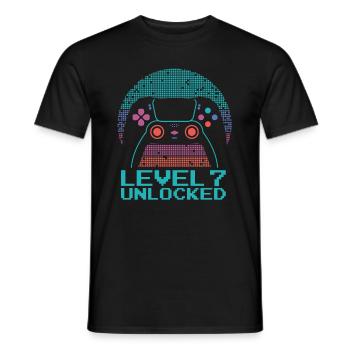 Gamer Gaming Level 7 Unlocked - Men's T-Shirt - black - Front - AI Model Male 178 light (178cm)