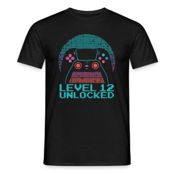 Gamer Gaming Level 12 Unlocked - Men's T-Shirt - black - Front - AI Model Male 178 light (178cm)