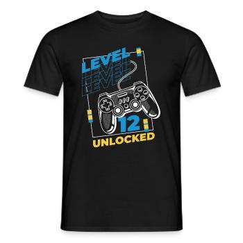 Gamer Gaming Level 12 Unlocked - Men's T-Shirt - black - Front - AI Model Male 178 light (178cm)