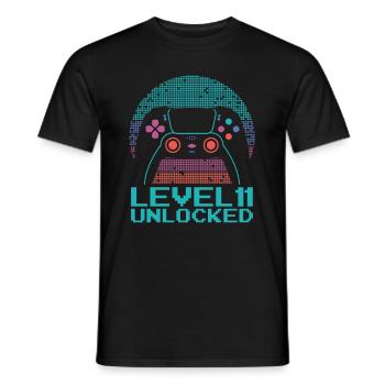 Gamer Gaming Level 11 Unlocked - Men's T-Shirt - black - Front - AI Model Male 178 light (178cm)
