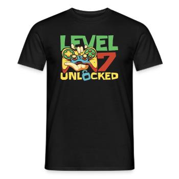 Gamer Gaming Level 7 Unlocked - Men's T-Shirt - black - Front - AI Model Male 178 light (178cm)