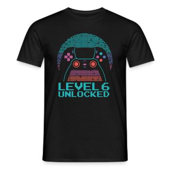 Gamer Gaming Level 6 Unlocked - Men's T-Shirt - black - Front - AI Model Male 178 light (178cm)