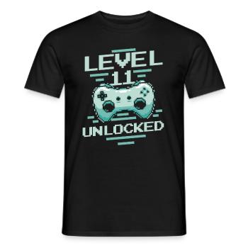 Gamer Gaming Level 11 Unlocked - Men's T-Shirt - black - Front - AI Model Male 178 light (178cm)