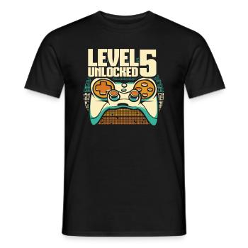 Gamer Gaming Level 5 Unlocked - Men's T-Shirt - black - Front - AI Model Male 178 light (178cm)