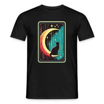 Mond Tarot Katze Moon Cat - Men's T-Shirt - black - Front - AI Model Male 178 light (178cm)
