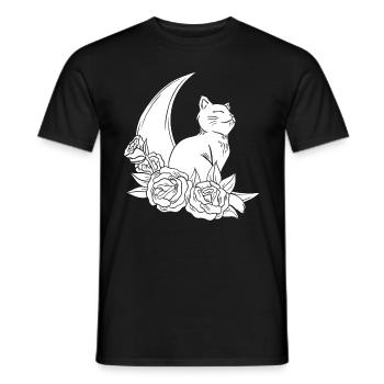 Mond Cottagecore Katze Moon Cat - Men's T-Shirt - black - Front - AI Model Male 178 light (178cm)