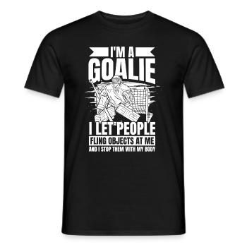 Ice Hockey Goalie Goalkeeper Puck Nothing Scares Me - Men's T-Shirt - black - Front - AI Model Male 178 light (178cm)