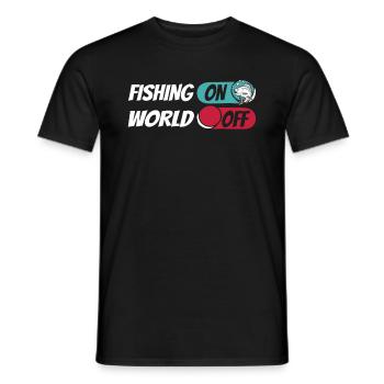 Angler Angeln Fishing On World Off - Men's T-Shirt - black - Front - AI Model Male 178 light (178cm)