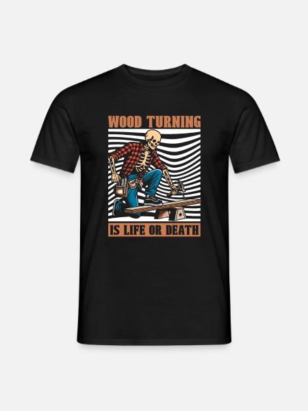 Woodturning Turner Skeleton - Men's T-Shirt - black