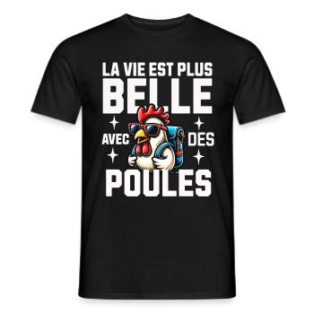 Poule Drole Femme Fille Enfant Vie avec des Poules - T-shirt homme - noir - Devant - AI Model Male 178 light (178cm)
