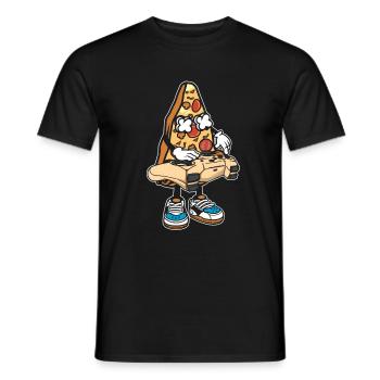 Gamer Gaming Pizza Gaming Controller - Men's T-Shirt - black - Front - AI Model Male 178 light (178cm)