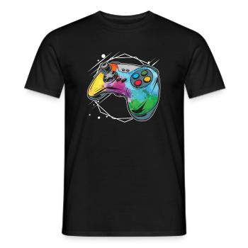 Gamer Gaming Aquarell Gaming Controller - Männer T-Shirt - Schwarz - Vorne - AI Model Male 178 light (178cm)
