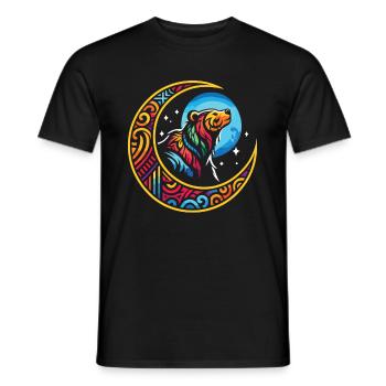Bear Brown Bear Tribal Moon - Men's T-Shirt - black - Front - AI Model Male 178 light (178cm)