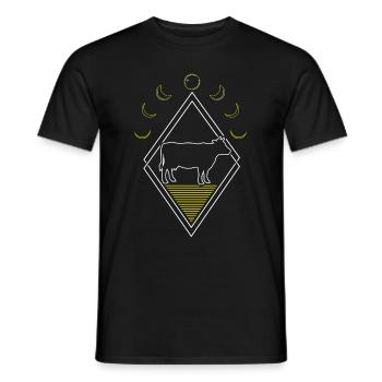 Cow Farmer Livestock Abstract Moon Phases - Men's T-Shirt - black - Front - AI Model Male 178 light (178cm)