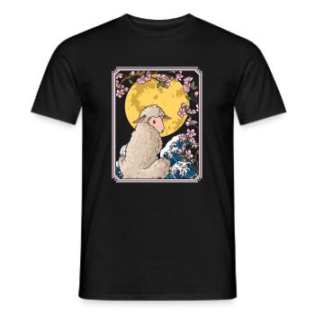Schaf Japan Cherry Blossom Moon - Männer T-Shirt - Schwarz - Vorne - AI Model Male 178 light (178cm)