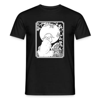 Schaf Japan Cherry Blossom Moon - Männer T-Shirt - Schwarz - Vorne - AI Model Male 178 light (178cm)