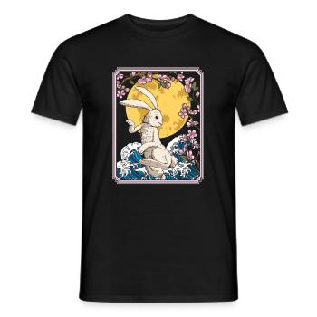Bunny Rabbit Japan Cherry Blossom Moon - Men's T-Shirt - black - Front - AI Model Male 178 light (178cm)