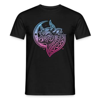 Cow Farmer Livestock Tribal Moon Phases - Men's T-Shirt - black - Front - AI Model Male 178 light (178cm)