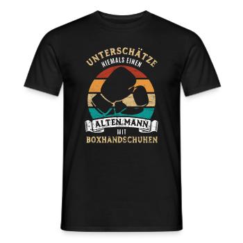 Unterschätze nie alten Mann mit Boxhandschuhen - Männer T-Shirt - Schwarz - Vorne - AI Model Male 178 light (178cm)