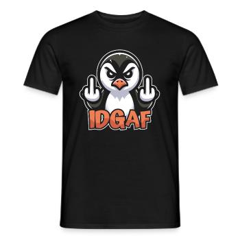 Pinguin Es Ist Mir Scheißegal Idgaf - Männer T-Shirt - Schwarz - Vorne - AI Model Male 178 light (178cm)