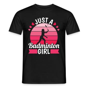 Badminton Shuttlecock Just A Badminton Girl - Men's T-Shirt - black - Front - AI Model Male 178 light (178cm)