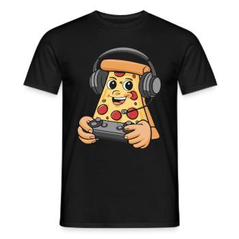 Gamer Gaming Pizza Gaming Controller - Männer T-Shirt - Schwarz - Vorne - AI Model Male 178 light (178cm)