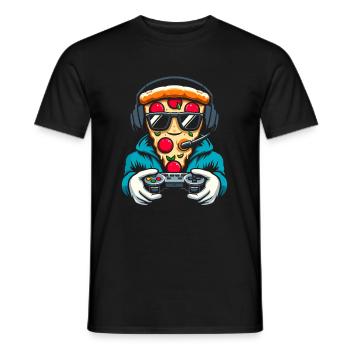Gamer Gaming Pizza Gaming Controller - Männer T-Shirt - Schwarz - Vorne - AI Model Male 178 light (178cm)