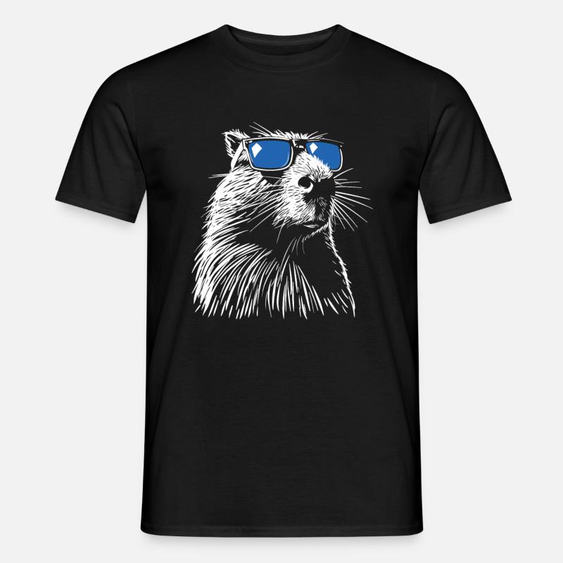 Cooles Capybara - Zeichnung Silhouette - Männer T-Shirt - Schwarz