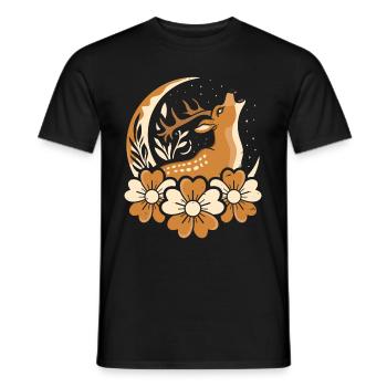 Hirsch Wilde Blumen Floral Moon - Männer T-Shirt - Schwarz - Vorne - AI Model Male 178 light (178cm)
